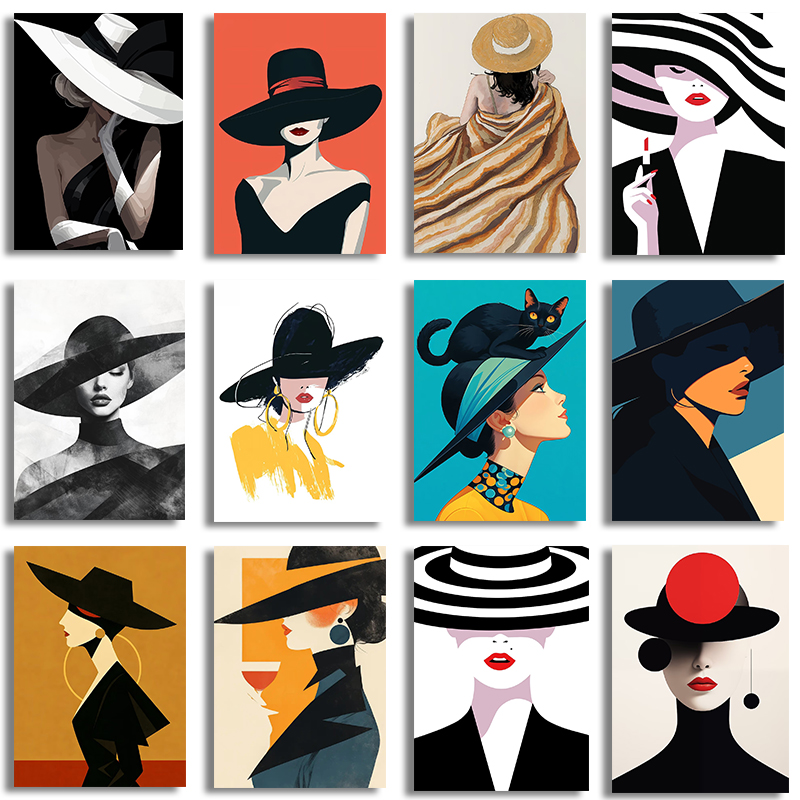 Women'S Fashion Hats - 1 Stück rahmenlose Leinwand, modische, schöne