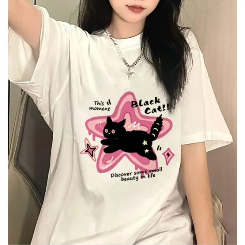 Women'S Fashion Trends Summer 2025 - American Cat Schwergewichts-Kurzarm-T-Shirt für Damen, 2022,