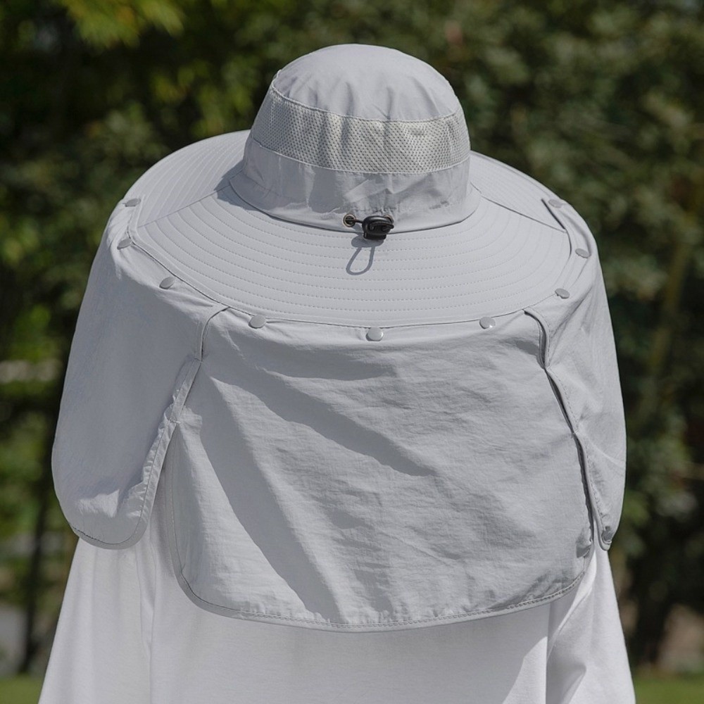 Bucket Hat Women - Einfacher Stoff-Sonnenhut für Herren mit Nackenschutz,