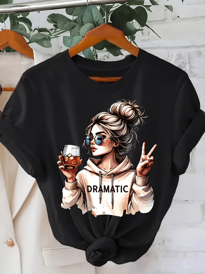 Women'S Fashion Trends Summer 2025 - DRAMATIC 1-teiliges Damen-T-Shirt mit modischem Aufdruck,