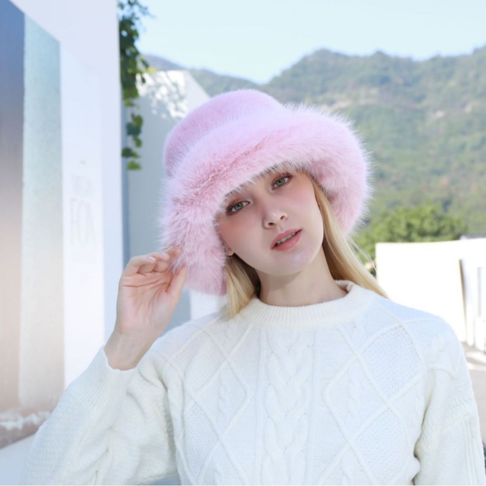 Neuer warmer, flauschiger Pelz – Bucket Hat Women Bewertung und Preis