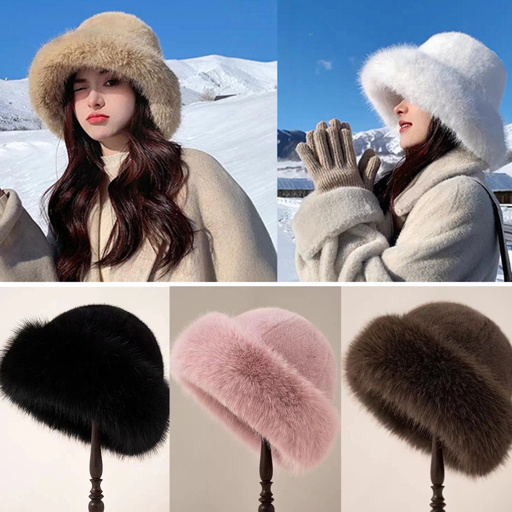 Neuer warmer, flauschiger Pelz – Bucket Hat Women Bewertung und Preis