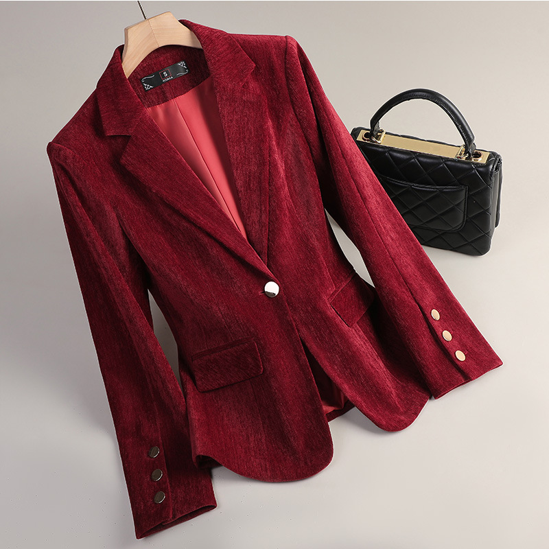 Gelbgoldener Samt-Blazer für D – Velvet Blazer Women Bewertung und Preis